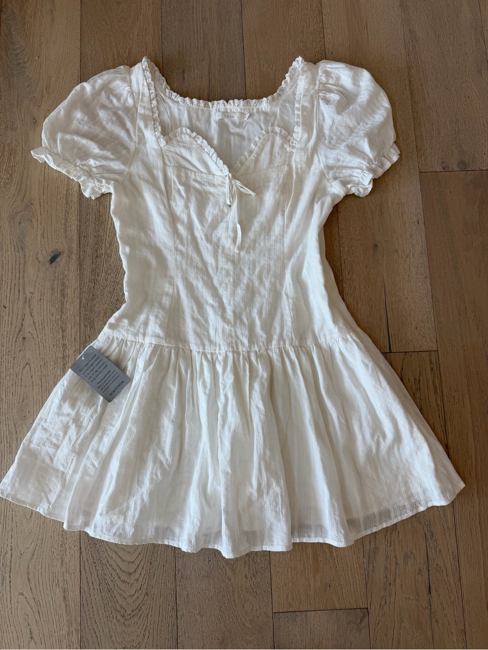LUSH White Cottagecore Eyelet Mini Dress - Size Large
